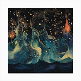 Starry night above the ocean Canvas Print