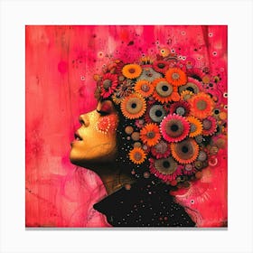 Belle Flowers - Woman And Flowers Canvas Print