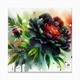 Peony Flower Painting Canvas Print