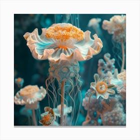 Organic Sculptur Aqua Flower 2 Canvas Print