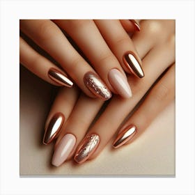 Gold And Rose Gold Nails Canvas Print