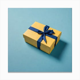 Gift Box On Blue Background 4 Canvas Print