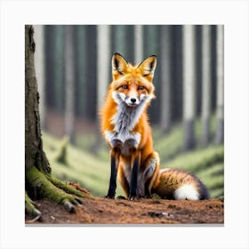 Red Fox In The Forest 2 Canvas Print