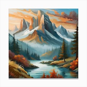 Firefly An Illustration Of A Beautiful Majestic Cinematic Tranquil Mountain Landscape 96539 Canvas Print