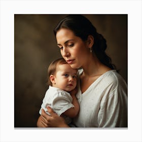 Mother Holding Her Baby Canvas Print