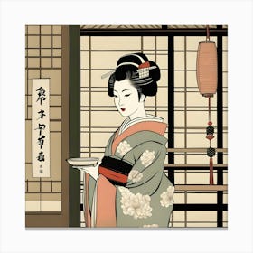 Geisha in a Teahouse Canvas Print