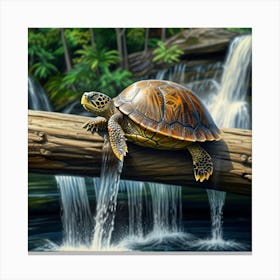 Turtle On A Log Canvas Print