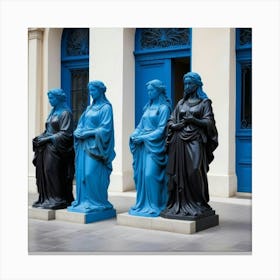 Four Women In Blue Canvas Print