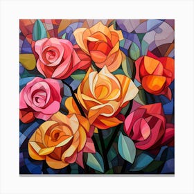 Stained Glass Roses 7 Canvas Print