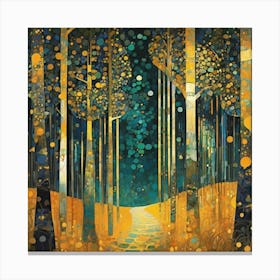 Gustav Klimt forest at night 4 Canvas Print