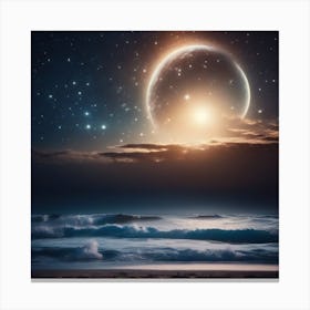 Moon Over The Ocean Canvas Print