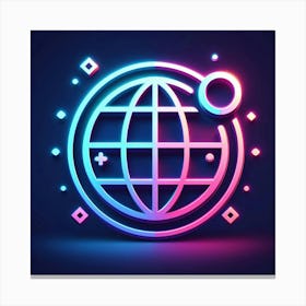 Neon Globe Icon Vector Illustration Canvas Print