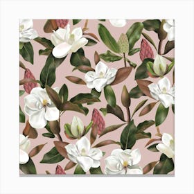 Magnolias Flowers Pink Canvas Print