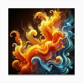 Dancing Fire Flames Wall Art: A Dynamic and Vibrant Abstract Representation of Energy and Heat for Bold Home Decor Print Art Canvas Print