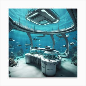 Futuristic Underwater Restaurant Canvas Print