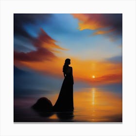 Woman At Sunset Canvas Print