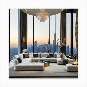 Living Room At Dubai Skyscraper Canvas Print