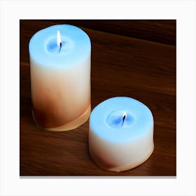 Candles On A Wooden Table Canvas Print