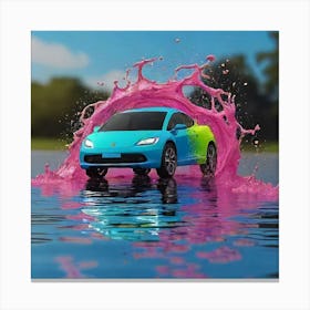 Car Splashing In Water Canvas Print