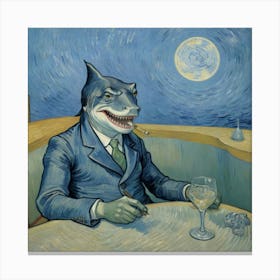 Crazy Shark In A Bar Canvas Print