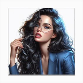 Portrait Of A Woman With Glasses Canvas Print