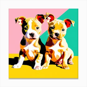 Staffordshire Bull Terrier Pups, This Contemporary art brings POP Art and Flat Vector Art Together, Colorful Art, Animal Art, Home Decor, Kids Room Decor, Puppy Bank - 108th Canvas Print