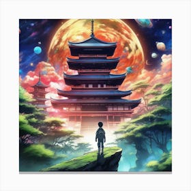 Boy Looking At The Moon Canvas Print