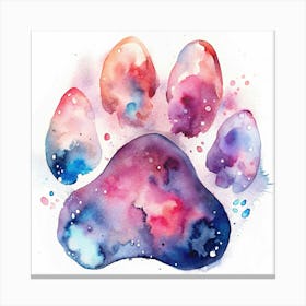 Watercolor Painting Of A Colorful Paw Print Canvas Print