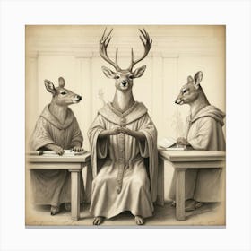 Deer At The Table 2 Canvas Print