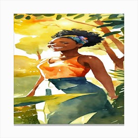 Watercolor Of African American Woman Canvas Print