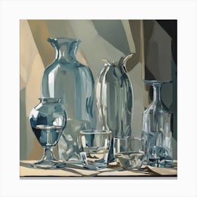 Still Life With Glass Vases Canvas Print