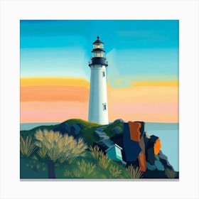 Lighthouse At Sunset 10 Canvas Print