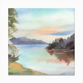 Sunset At The Lake van gogh watercolor Canvas Print