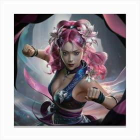 Asian Girl With Pink Hair Canvas Print