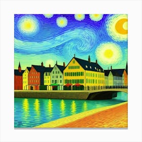 A Haven of Heritage: Rustic Village Life" Starry Night Over The Rhine Canvas Print