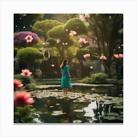 Girl In A Garden 2 Canvas Print