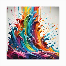 Colorful Drips And Drops Scattered Above A Lively Vibrant Splash Canvas Print