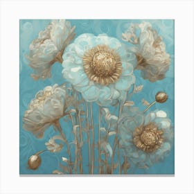 Klimts Would Love These Flowers Light Blue 7 Canvas Print