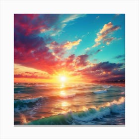 Sunset At The Beach Canvas Print