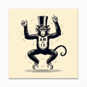 Monkey In Top Hat Canvas Print