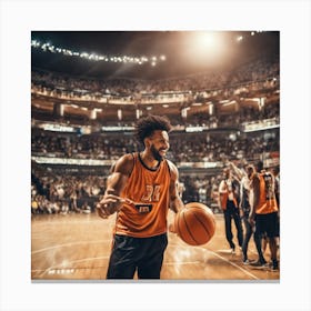 Basketball Player In A Stadium Canvas Print