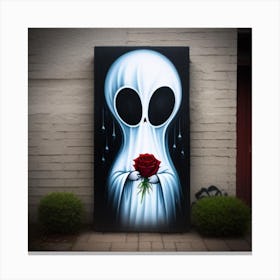 Alien With A Rose Canvas Print