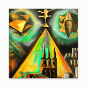 Abstract Oil Painting, Egypt Ufo Canvas Print