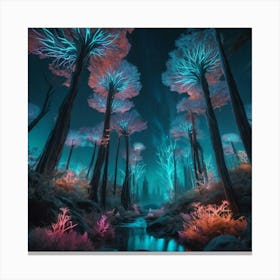 Forest At Night Paintings Art Print Canvas Print