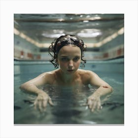 Girl In A Pool Canvas Print