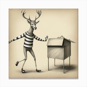 Deer In A Box 2 Canvas Print