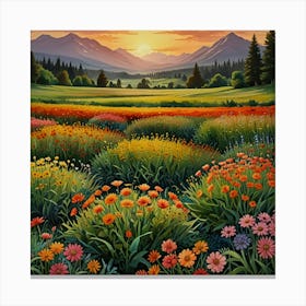 Sunset In The Meadow 16 Canvas Print