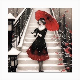 Lady In The Snow Canvas Print