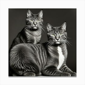 Portrait Of Two Cats Canvas Print