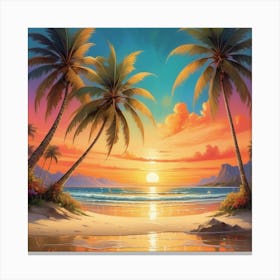 Sunset At The Beach Canvas Print